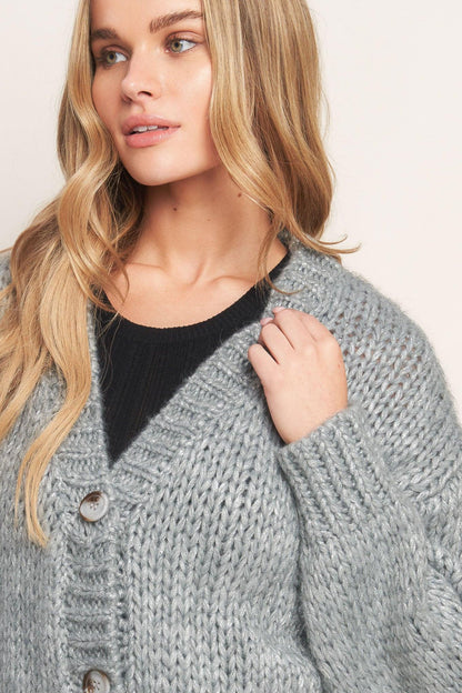 Weekend Warmth Sweater Knit Cardigan view 10 - Fall Wardrobe Essential - Grey Weekend Cardigan (top)