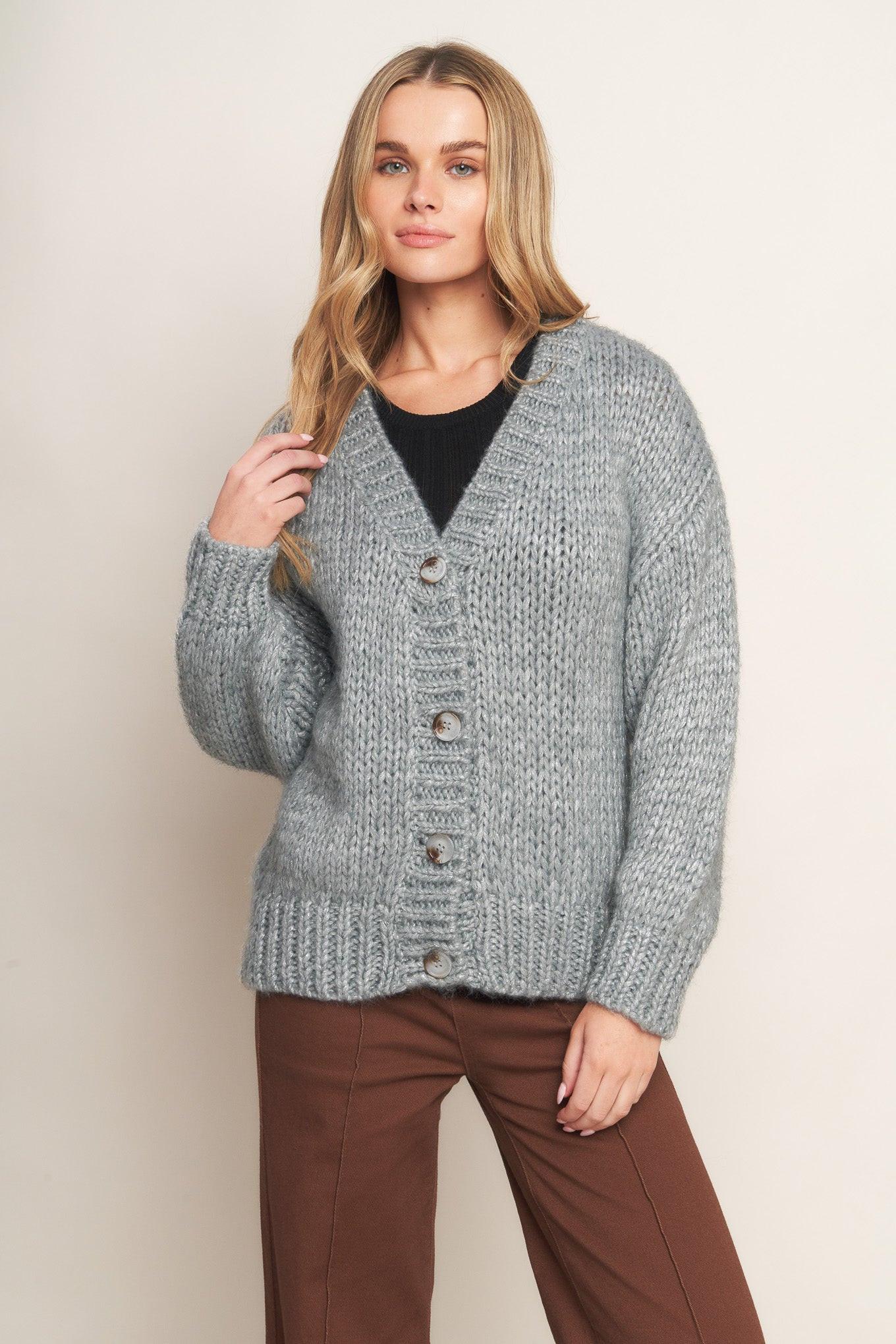 Weekend Warmth Sweater Knit Cardigan view 11 - Fall Wardrobe Essential - Grey Weekend Cardigan (top)