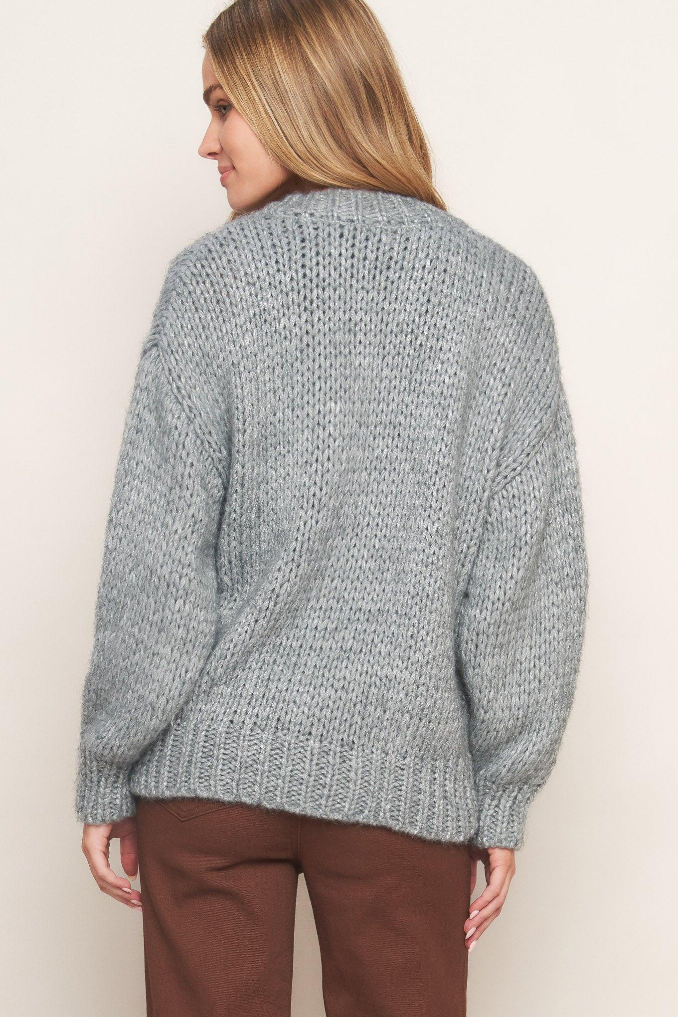 Weekend Warmth Sweater Knit Cardigan view 9 - Fall Wardrobe Essential - Grey Weekend Cardigan (top)