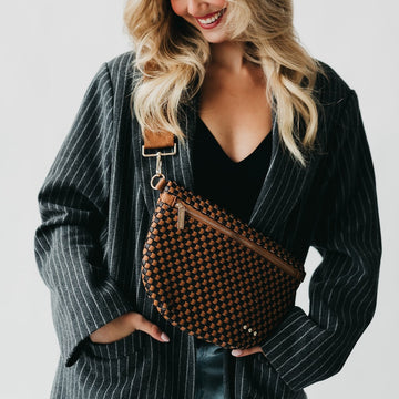 Westlyn Woven Bum Bag - Top Seller in Woven Checkered Black
