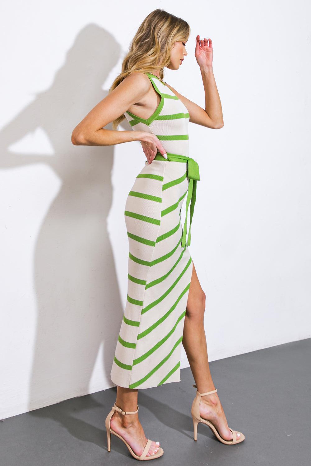 When You're Ready Sweater Midi Dress in IVORY GREEN view 7 - Dress Sweater