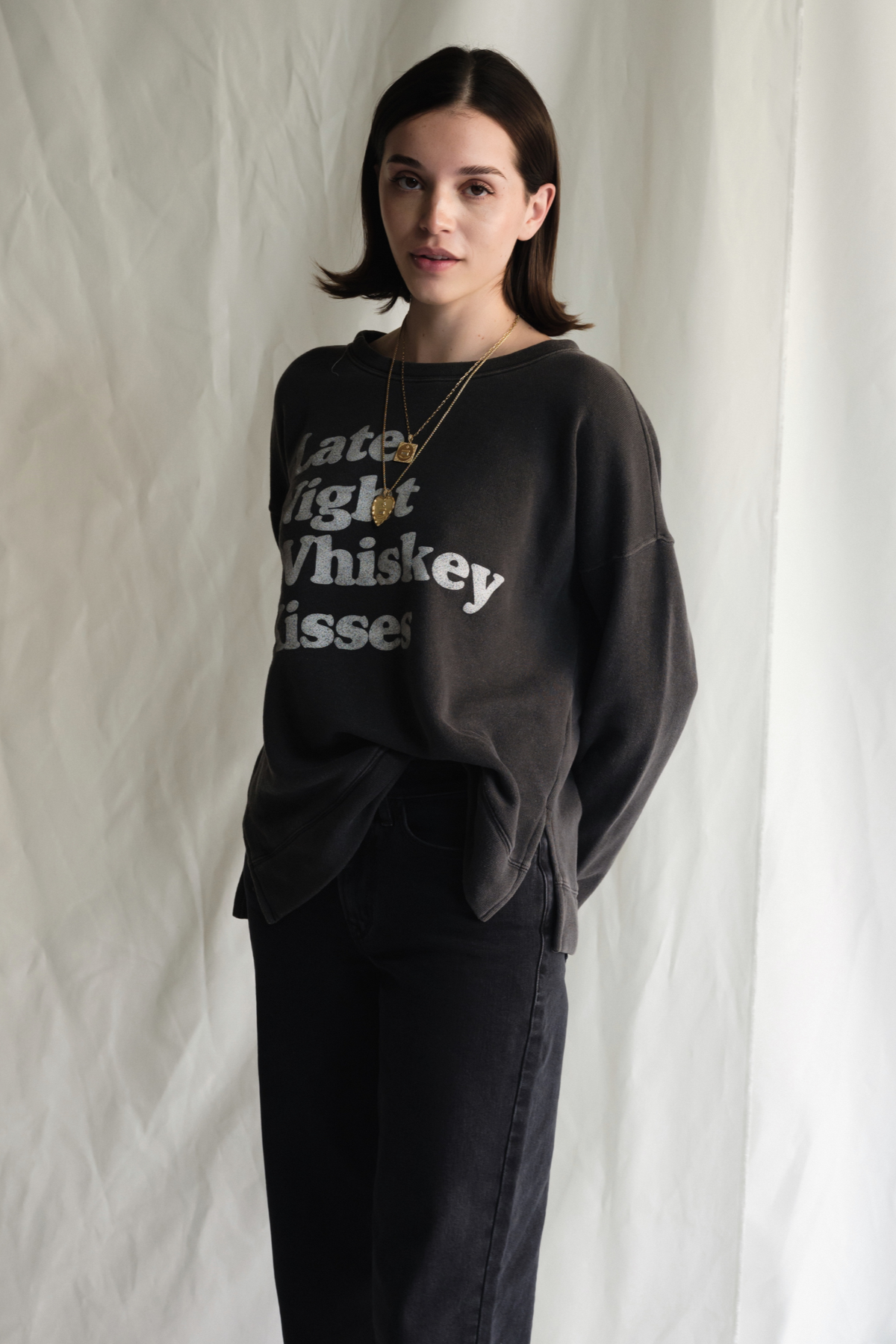 Whiskey Kisses Sweatshirt in L view 4 - Whiskey Kisses Hoodie (top)