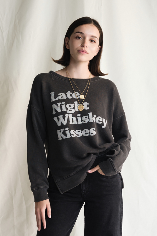 Whiskey Kisses Sweatshirt in XS - Whiskey Kisses Hoodie (top)