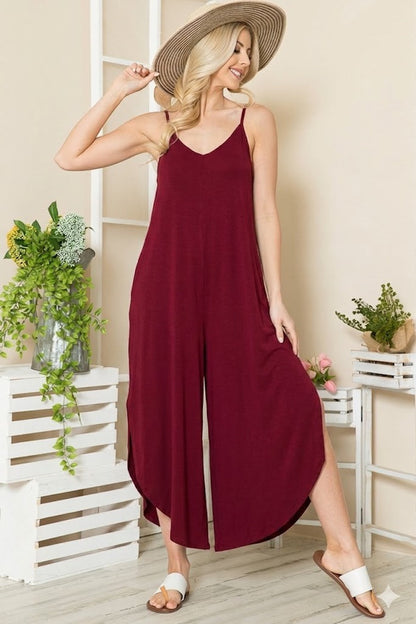 Wide Leg Jumpsuit with Side Pockets in Black view 2 - Wide Leg Jumpsuit With Pockets (one-piece)