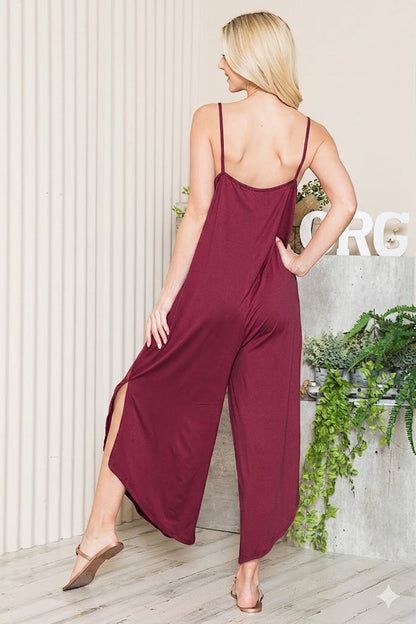 Wide Leg Jumpsuit with Side Pockets in Black view 3 - Wide Leg Jumpsuit With Pockets (one-piece)