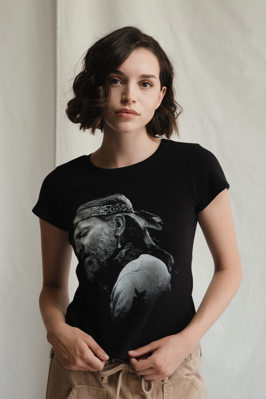 Willie Nelson Just Breathe Baby Tee in XS - Willie Nelson Tee Shirt (top)
