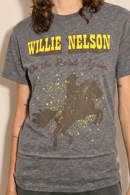 Willie Nelson on the Road Heather Tee in S view 2 - Willie Nelson Tee Shirt (top)