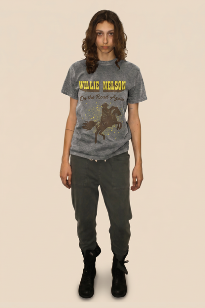 Willie Nelson on the Road Heather Tee in XS - Willie Nelson Tee Shirt (top)