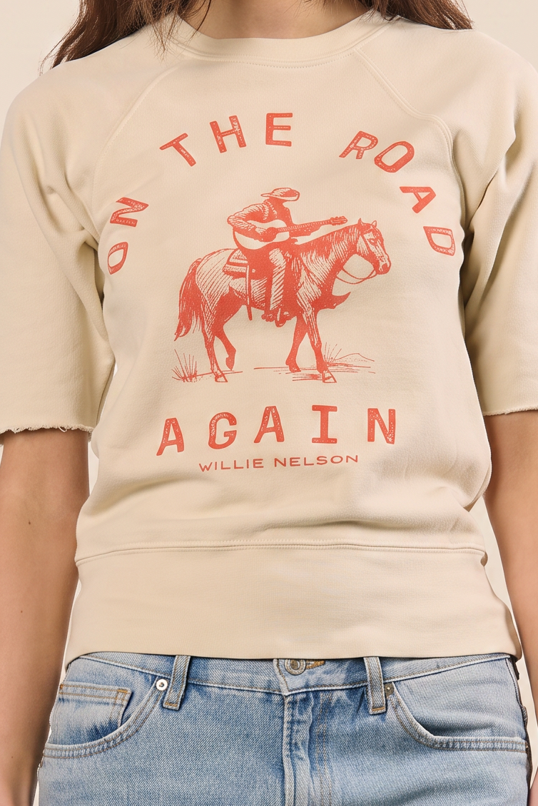 Willie Nelson on the Road Raglan in S view 2 - Willie Nelson Raglan Shirt (piece)