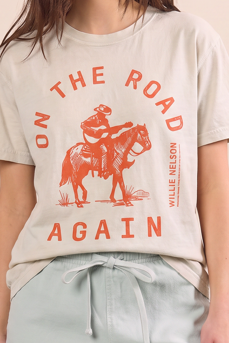 Willie Nelson on the Road Raglan in S view 2 - Willie Nelson 1950S (piece)