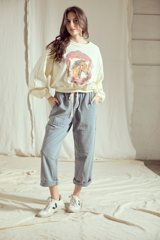 Willie Nelson Wild West Sweatshirt in S view 2 - Willie Nelson Sweatshirt Nobody Wants This (top)