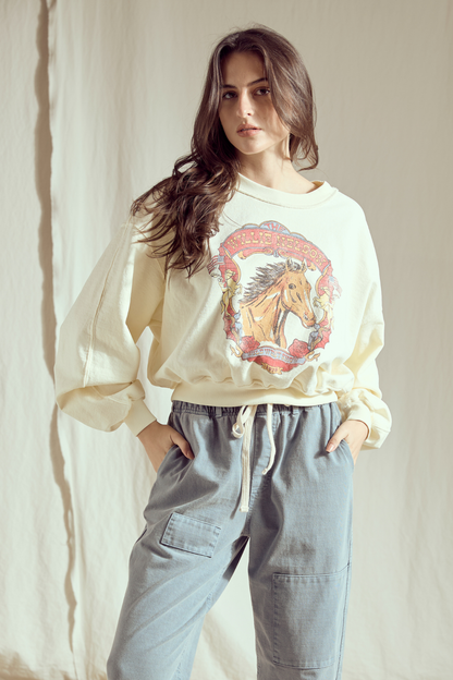 Willie Nelson Wild West Sweatshirt in XS - Willie Nelson Sweatshirt Nobody Wants This (top)