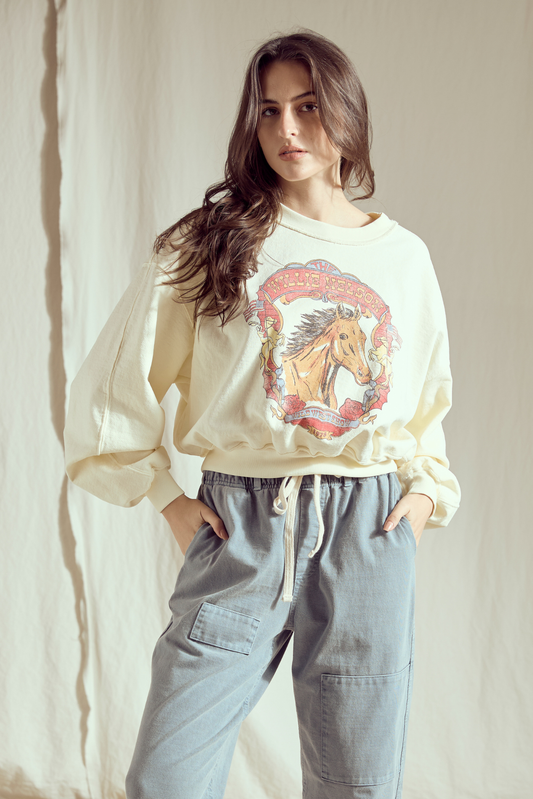Willie Nelson Wild West Sweatshirt in XS - Willie Nelson Sweatshirt Nobody Wants This (top)