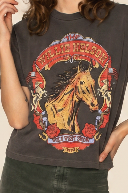 Willie Nelson Wild West Tee in S view 2 - Willie Nelson Tee Shirt (top)