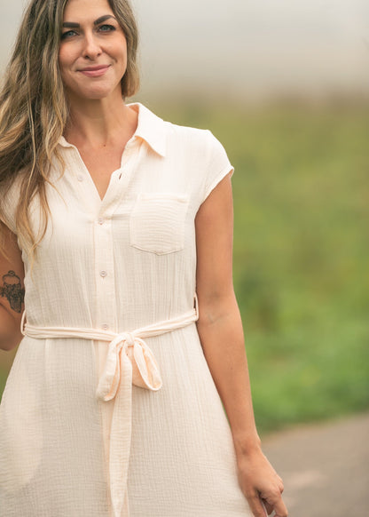 Willow Blush Pink Cotton Gauze Midi Dress in 2XL view 7 - Willow Pink Dress
