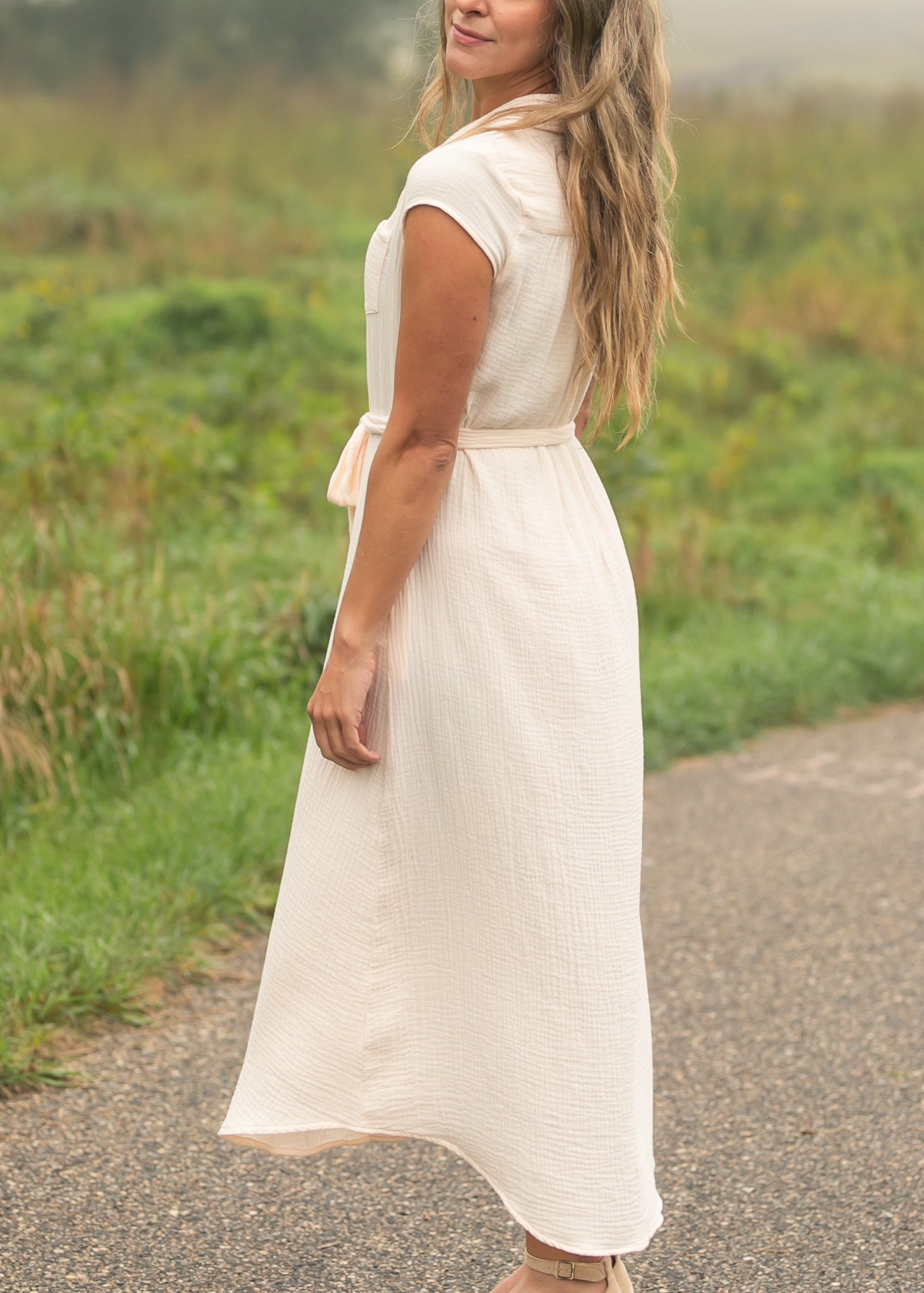 Willow Blush Pink Cotton Gauze Midi Dress view 12 - Willow Pink Dress