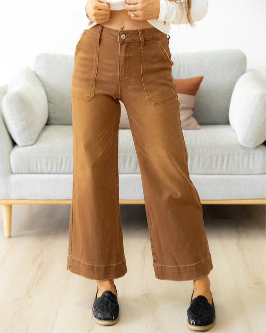 Willow Cropped High Rise Wide Leg Jeans - Breen in Breen - High-Waisted - Willow Crop Jeans (bottom)