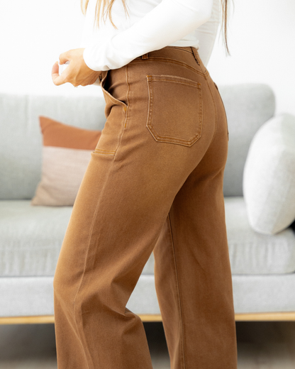 Willow Cropped High Rise Wide Leg Jeans - Breen in Breen view 3 - High-Waisted - Willow Crop Jeans (bottom)