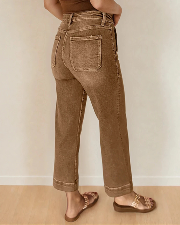 Willow Cropped High Rise Wide Leg Jeans in Breen view 2 - High-Waisted - Willow Crop Jeans (bottom)