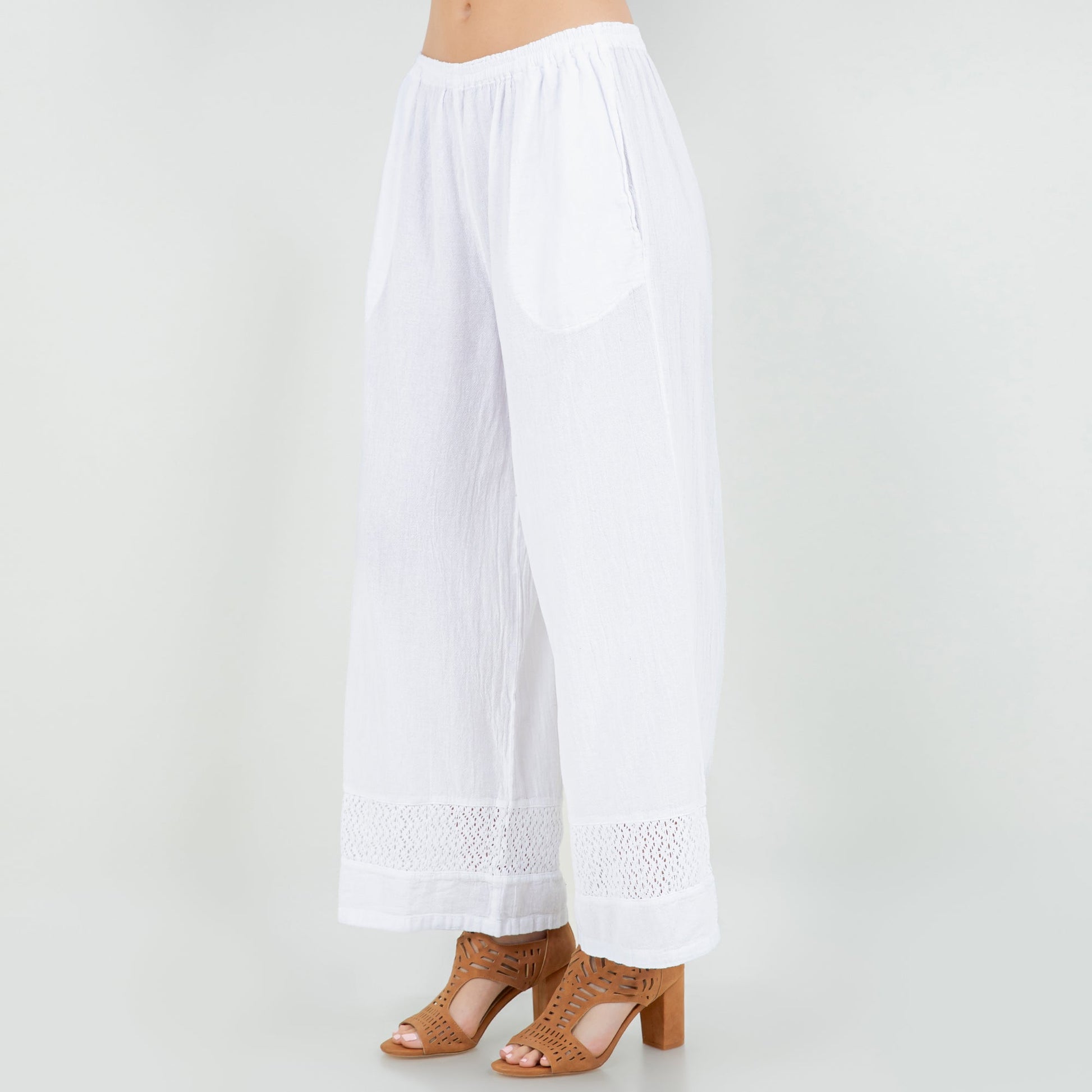 Willow Pant - 100% Cotton Gauze in Aqua view 2 (bottom)