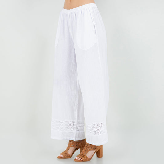 Willow Pant - 100% Cotton Gauze in Aqua view 2 (bottom)