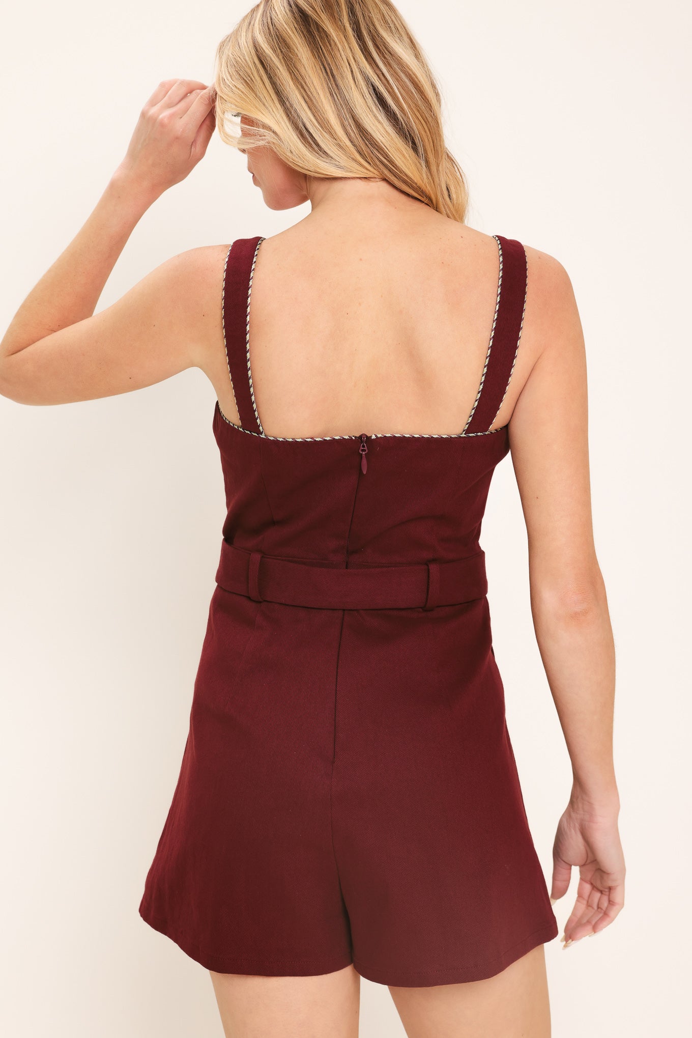 Wine Country Woven Romper view 14 (one-piece) - wine tasting romper, wine color romper, romper winery - shop at us.meeeshop