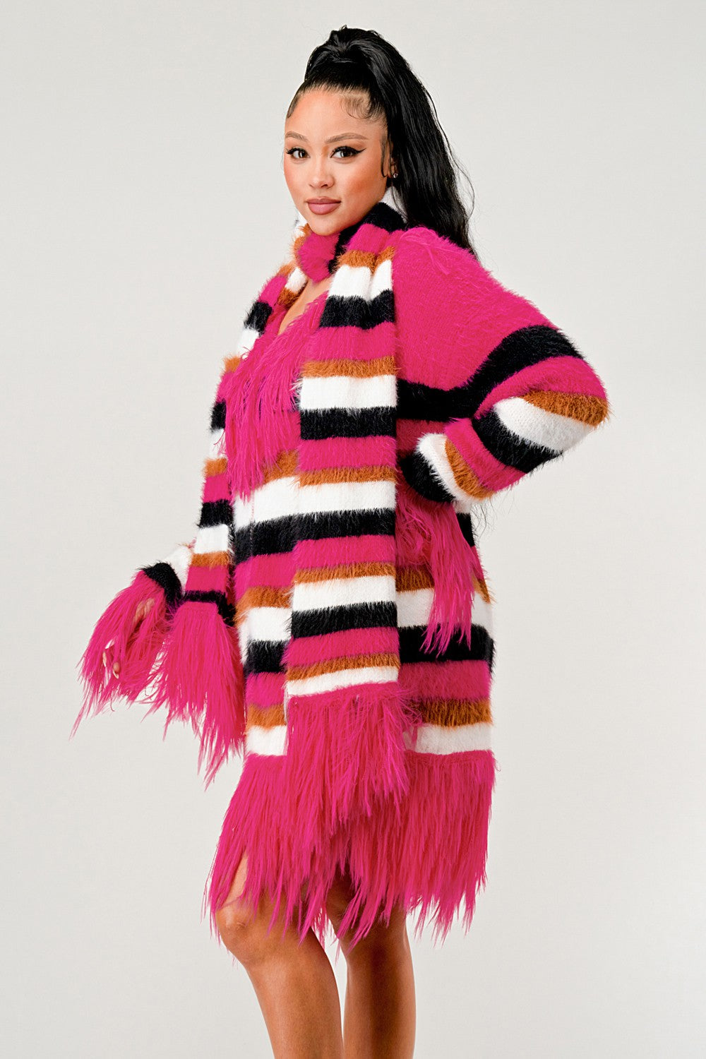 Winter Blush Fuzzy Striped Sweater view 4 - Fall Wardrobe Essential - Winter Pink Sweater (top)