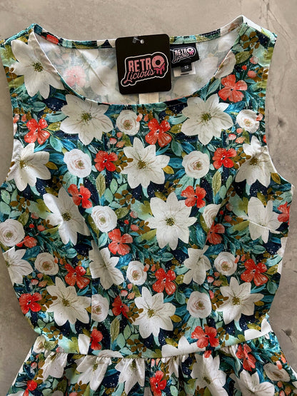 Winter Floral Vintage Dress in 1X view 6 - Fall Wardrobe Essential - Winter Floral Dresses For Women