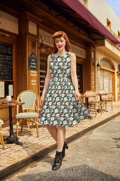 Winter Floral Vintage Dress in XS - Fall Wardrobe Essential - Winter Floral Dresses For Women