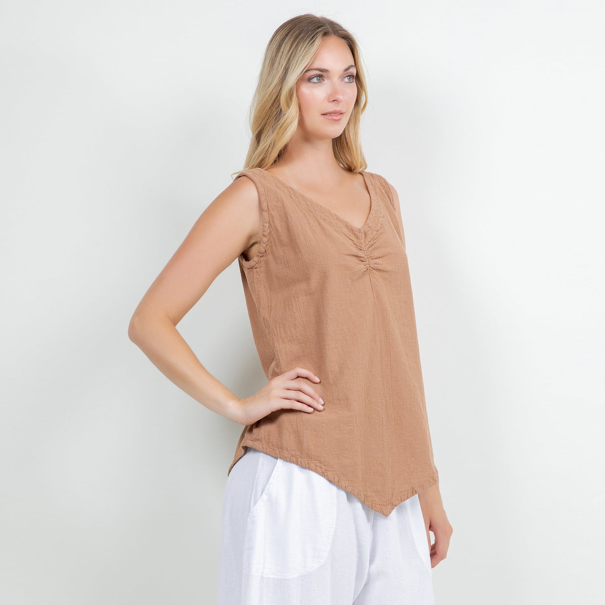 Women's 100% Cotton Gauze Dominica Tank Top in S/M view 10 - Women Top 100 Clothing Brands In Usa