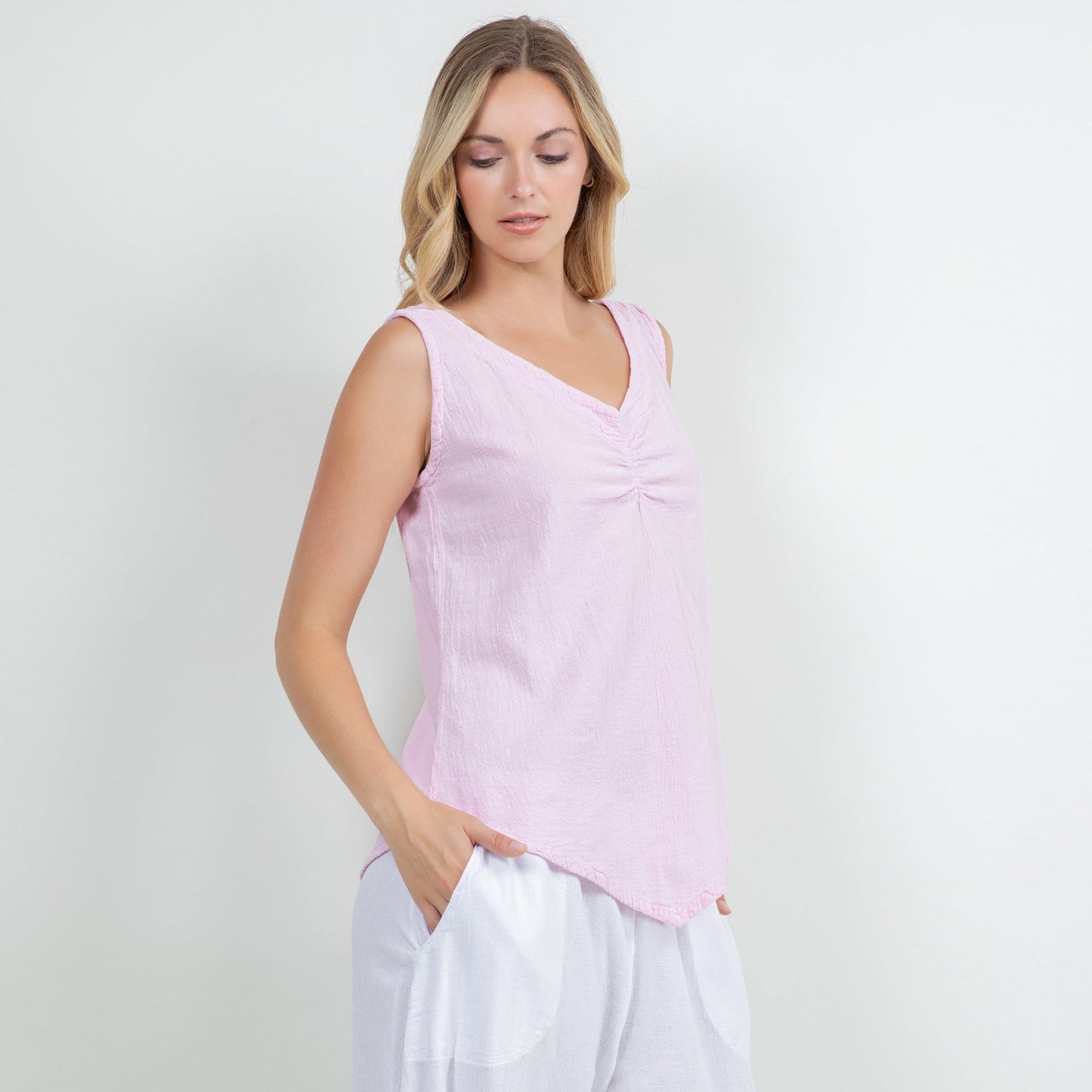 Women's 100% Cotton Gauze Dominica Tank Top in S/M view 6 - Women Top 100 Clothing Brands In Usa