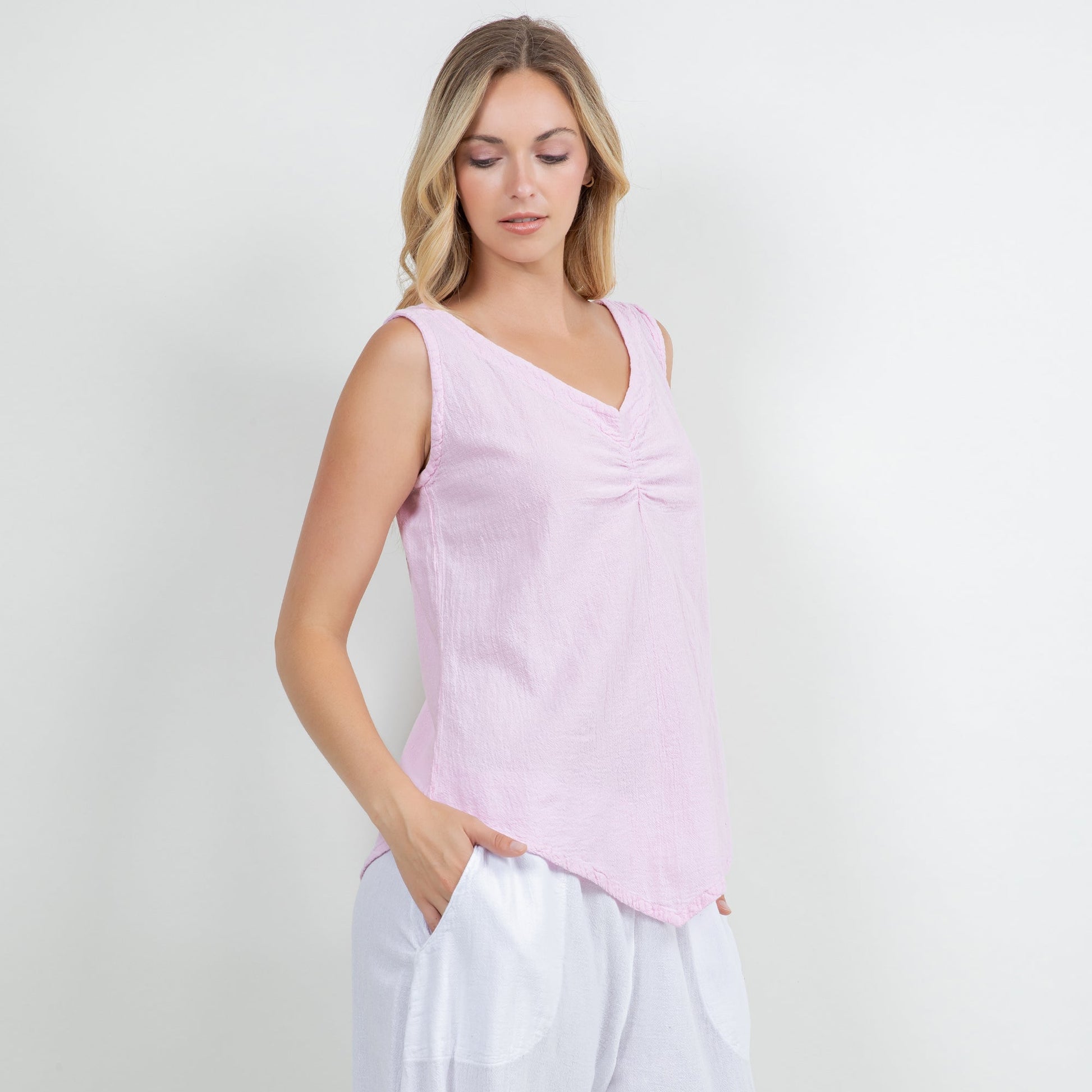 Women's 100% Cotton Gauze Dominica Tank Top in S/M view 6 - Women Top 100 Clothing Brands In Usa