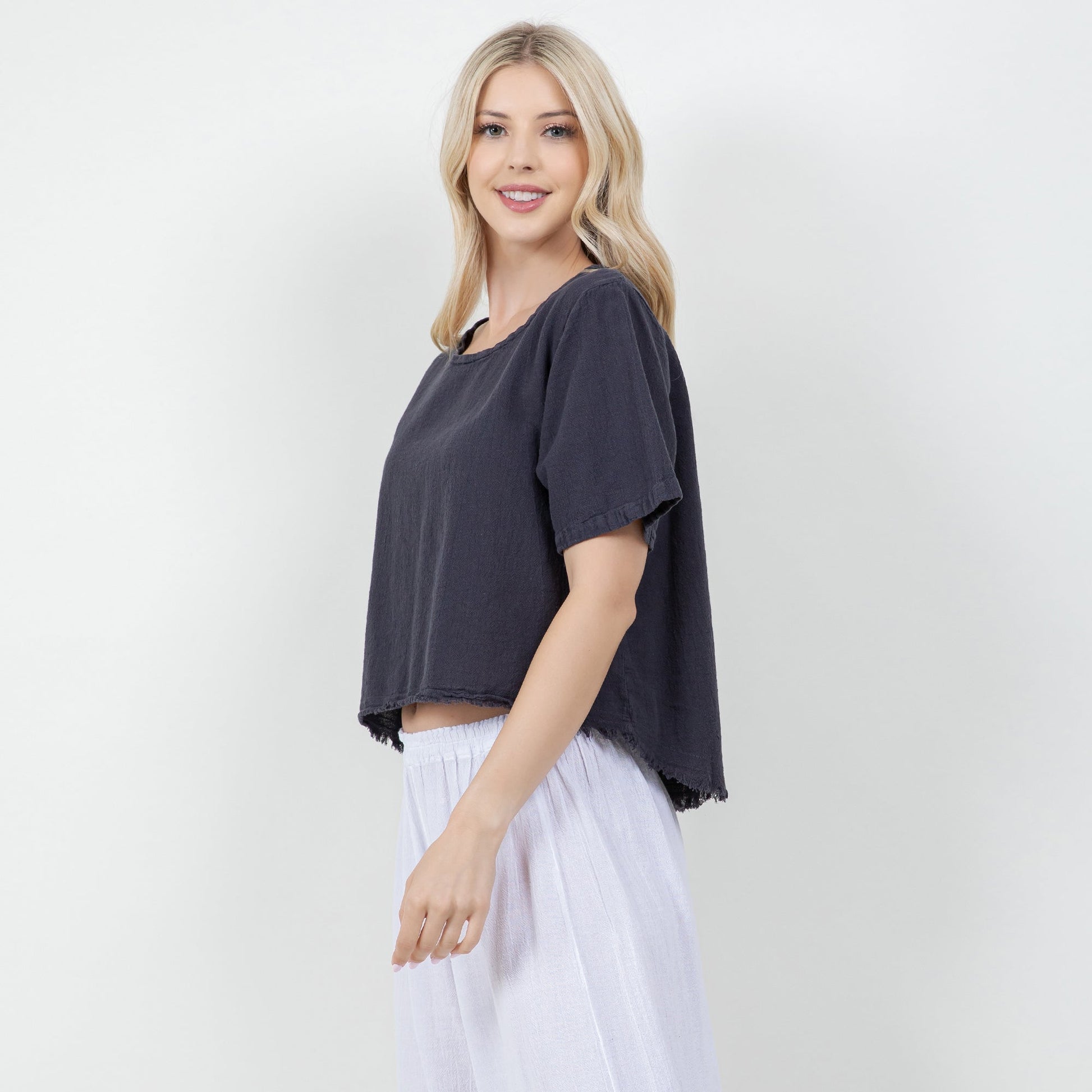 Women's 100% Cotton Gauze Heidi Top in Caspian/ Size OSFM view 5 - Women Top 100 Clothing Brands In Usa