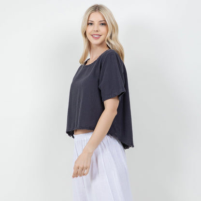 Women's 100% Cotton Gauze Heidi Top in Caspian/ Size OSFM view 5 - Women Top 100 Clothing Brands In Usa