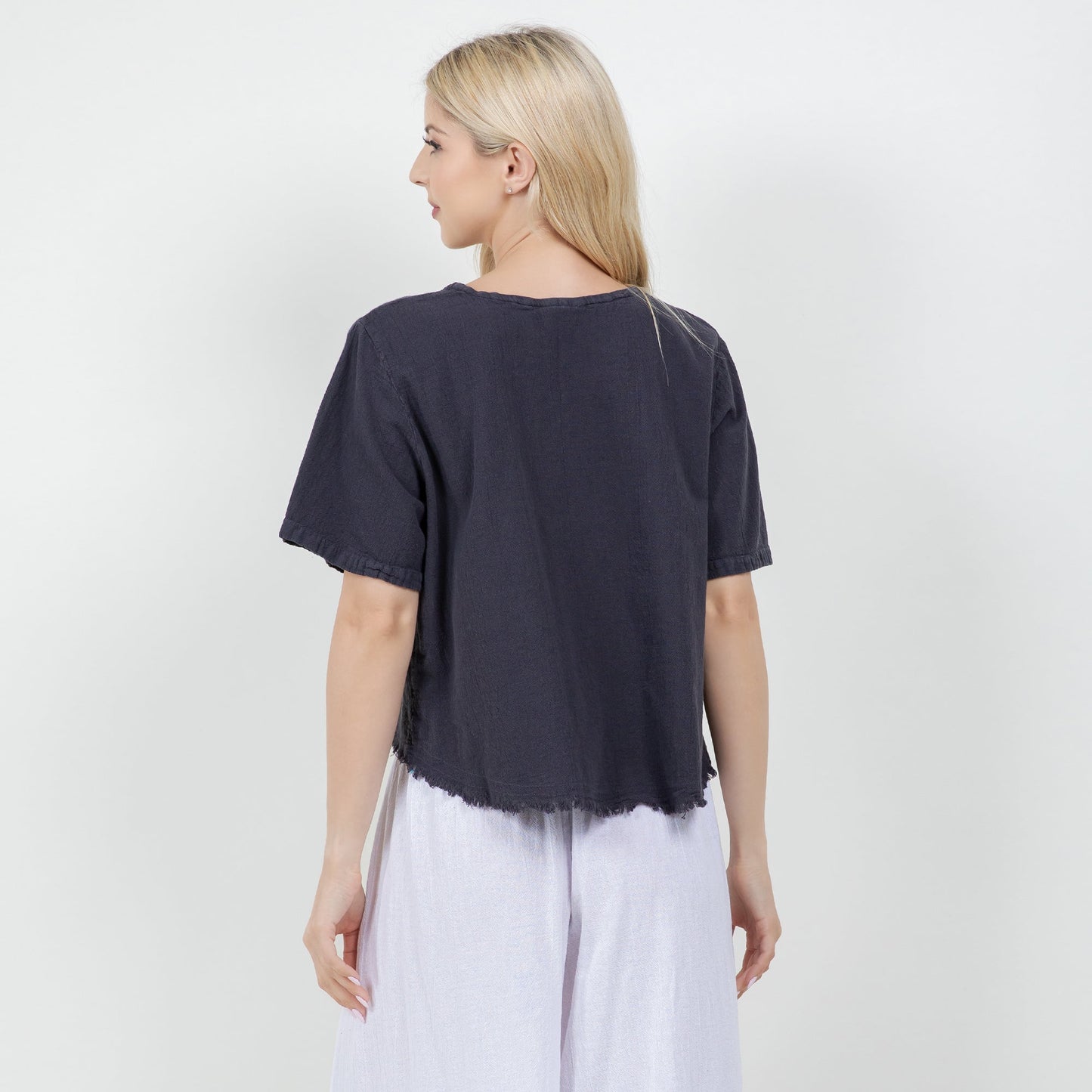 Women's 100% Cotton Gauze Heidi Top in Eggplant/ Size OSFM view 7 - Women Top 100 Clothing Brands In Usa