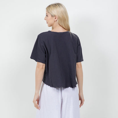 Women's 100% Cotton Gauze Heidi Top in Eggplant/ Size OSFM view 7 - Women Top 100 Clothing Brands In Usa