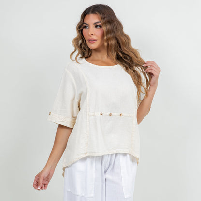 Women's 100% Cotton Gauze Kira Top in Aqua - Women Top 100 Clothing Brands In Usa