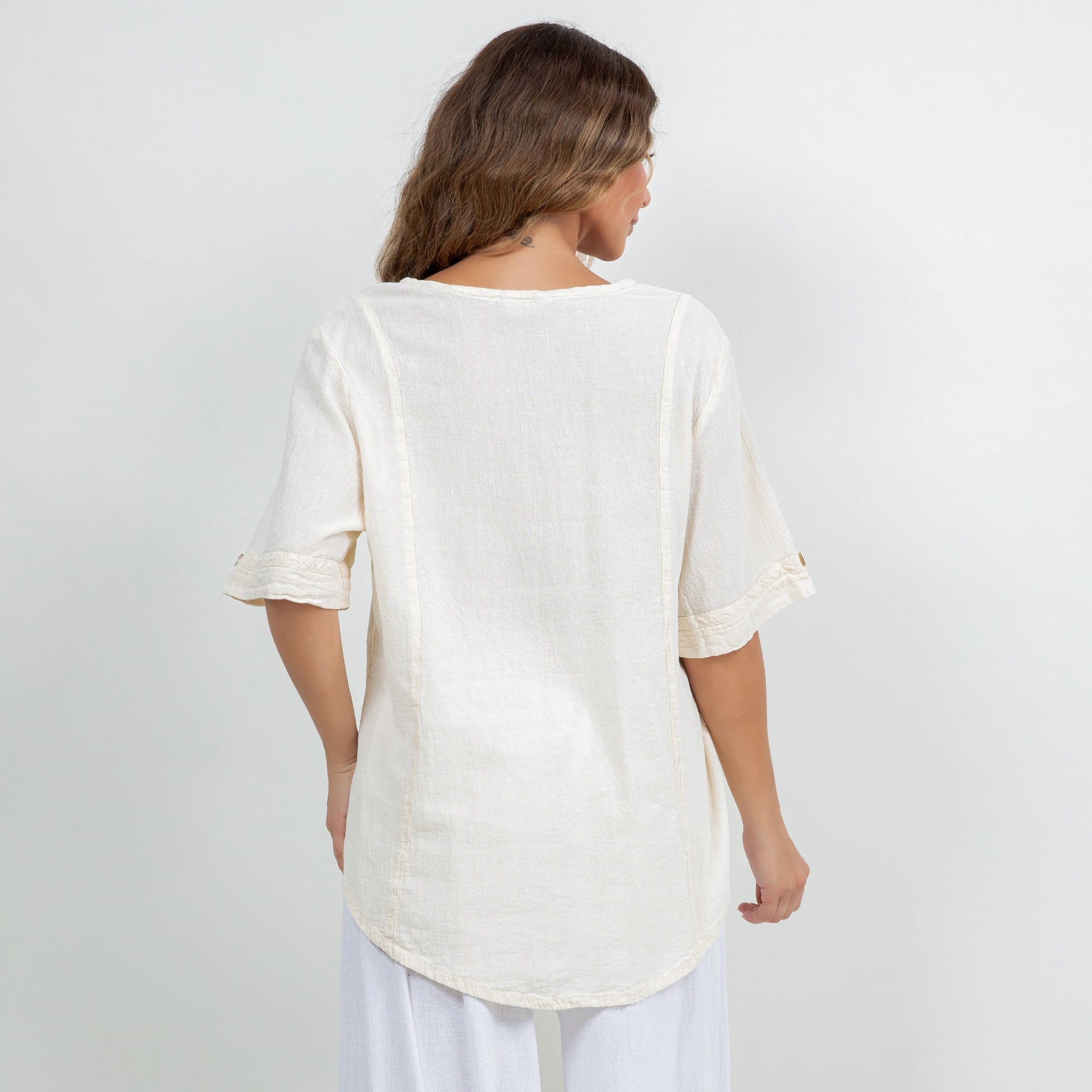 Women's 100% Cotton Gauze Kira Top in Eggplant view 5 - Women Top 100 Clothing Brands In Usa