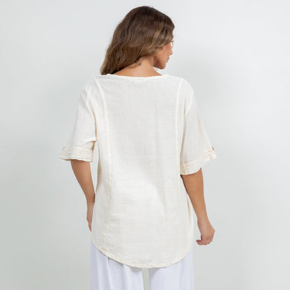 Women's 100% Cotton Gauze Kira Top in Eggplant view 5 - Women Top 100 Clothing Brands In Usa