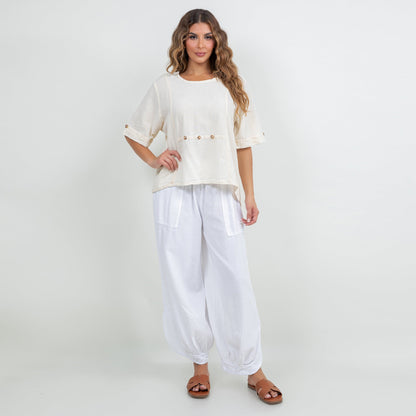 Women's 100% Cotton Gauze Kira Top in Iron view 7 - Women Top 100 Clothing Brands In Usa