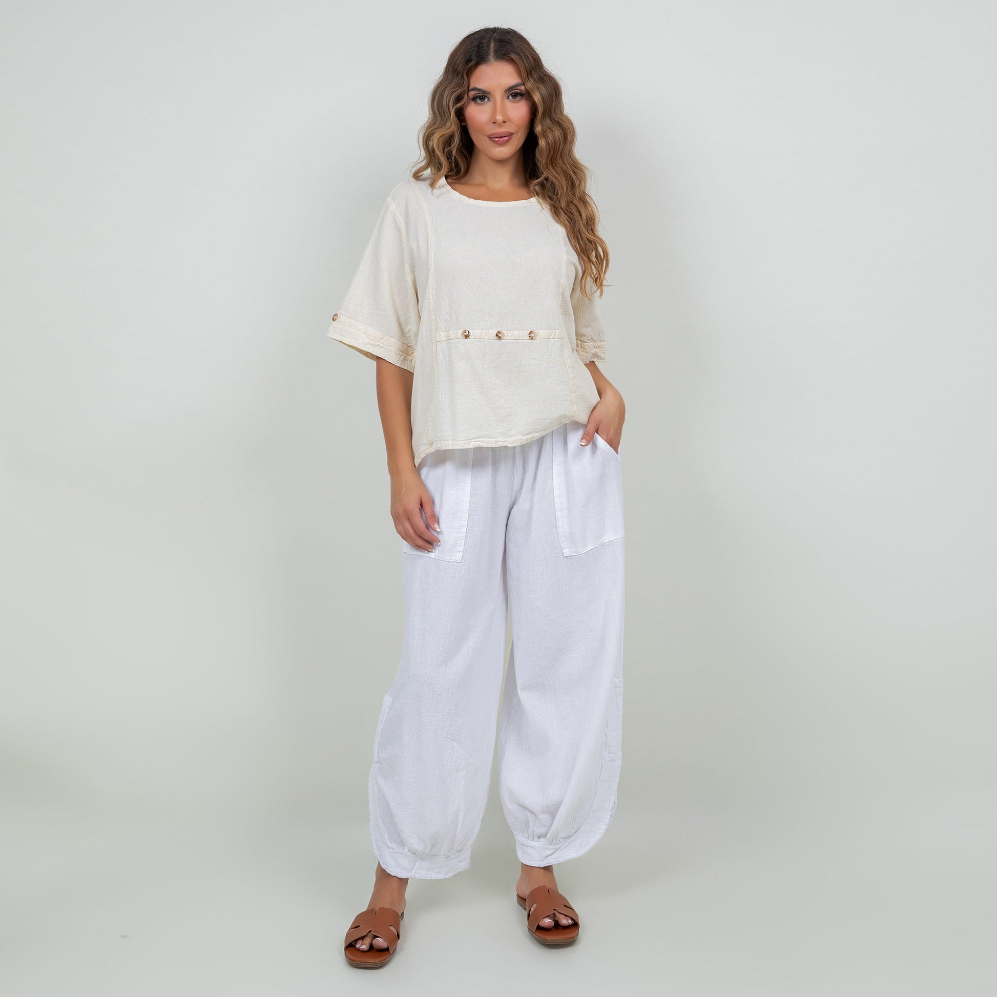 Women's 100% Cotton Gauze Kira Top in Island view 8 - Women Top 100 Clothing Brands In Usa