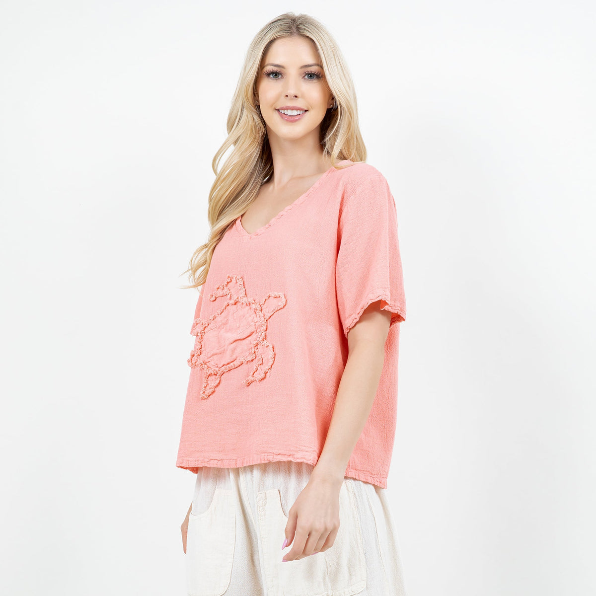 Women's 100% Cotton Gauze Turtle Top - MeeeShop Women's Fashion