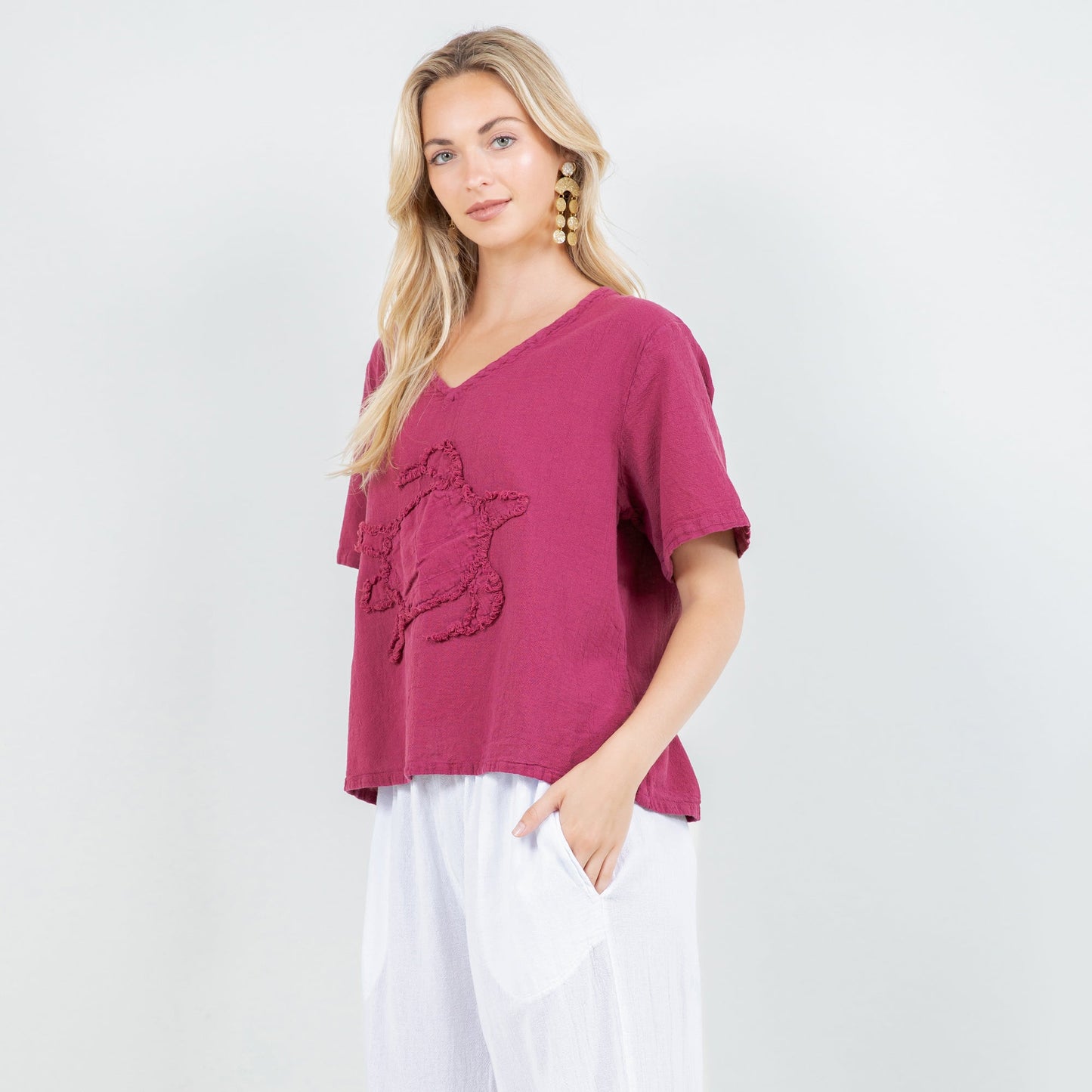 Women's 100% Cotton Gauze Turtle Top in Cocoa view 6 - Women Top 100 Clothing Brands In Usa
