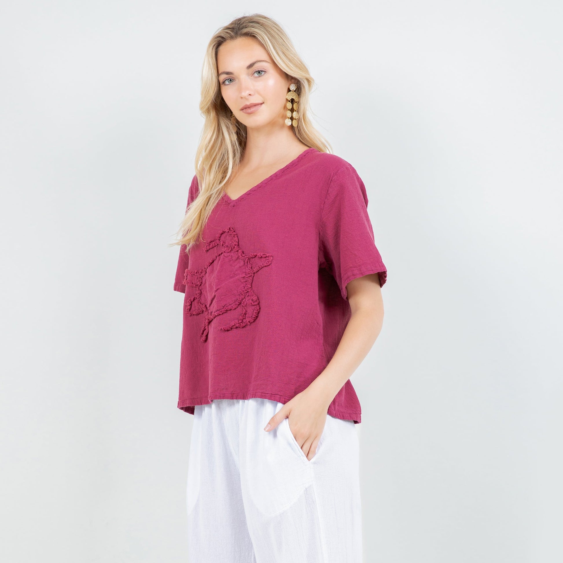 Women's 100% Cotton Gauze Turtle Top in Cocoa view 6 - Women Top 100 Clothing Brands In Usa