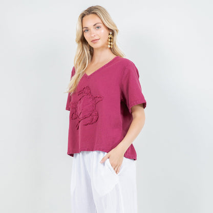 Women's 100% Cotton Gauze Turtle Top in Cocoa view 6 - Women Top 100 Clothing Brands In Usa