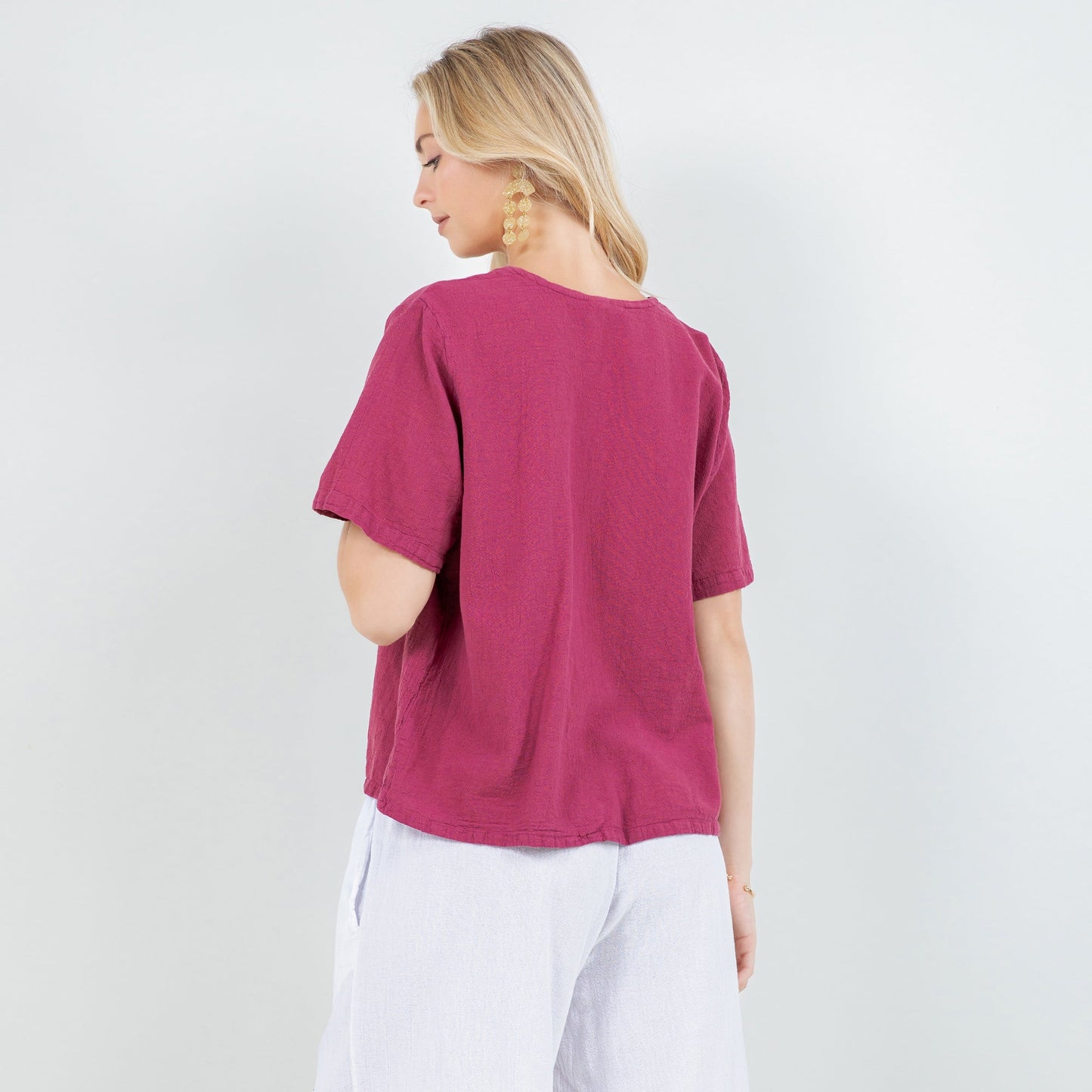Women's 100% Cotton Gauze Turtle Top in Coffee view 7 - Women Top 100 Clothing Brands In Usa