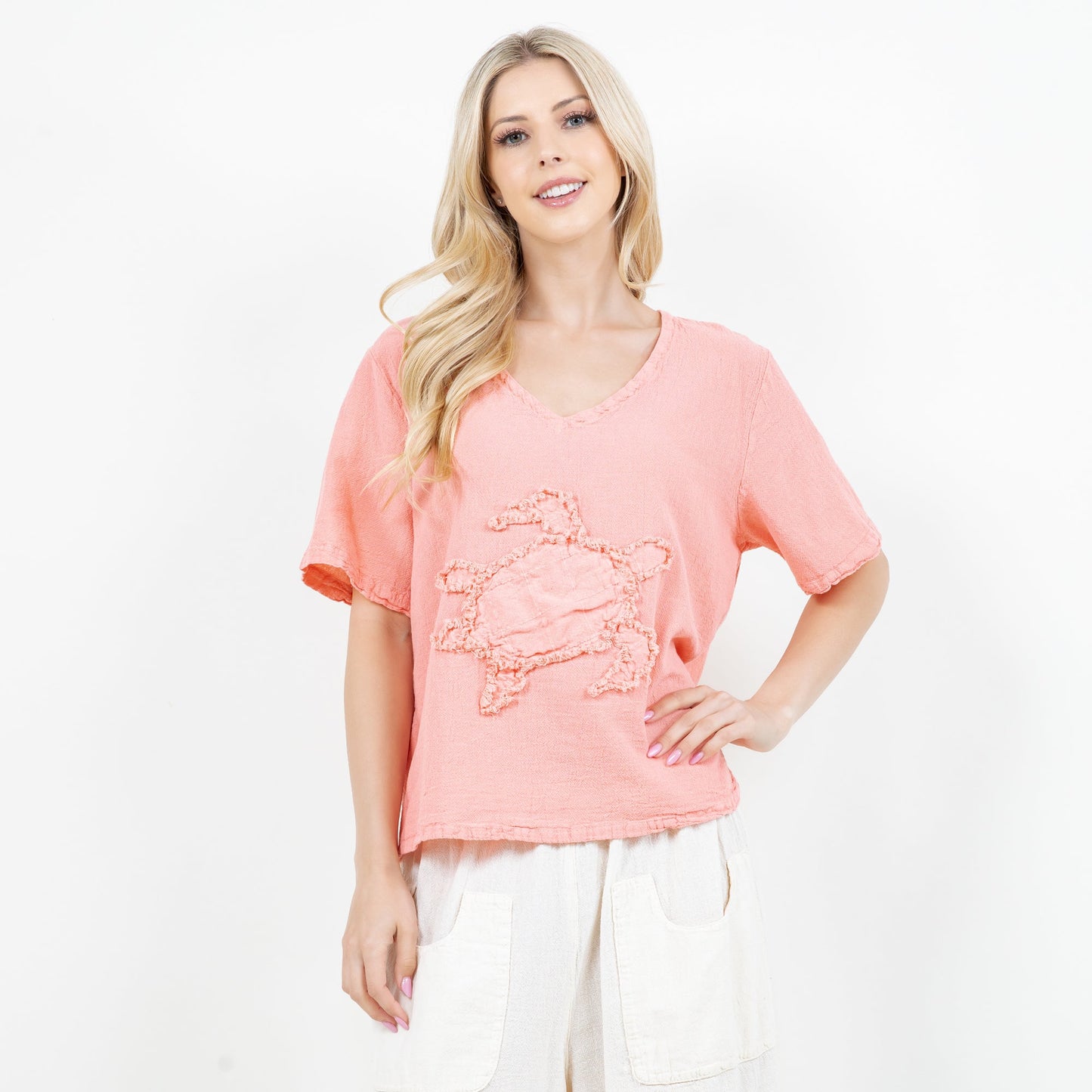 Women's 100% Cotton Gauze Turtle Top in Deep Sea view 9 - Women Top 100 Clothing Brands In Usa