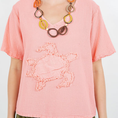Women's 100% Cotton Gauze Turtle Top in Indigo view 13 - Women Top 100 Clothing Brands In Usa