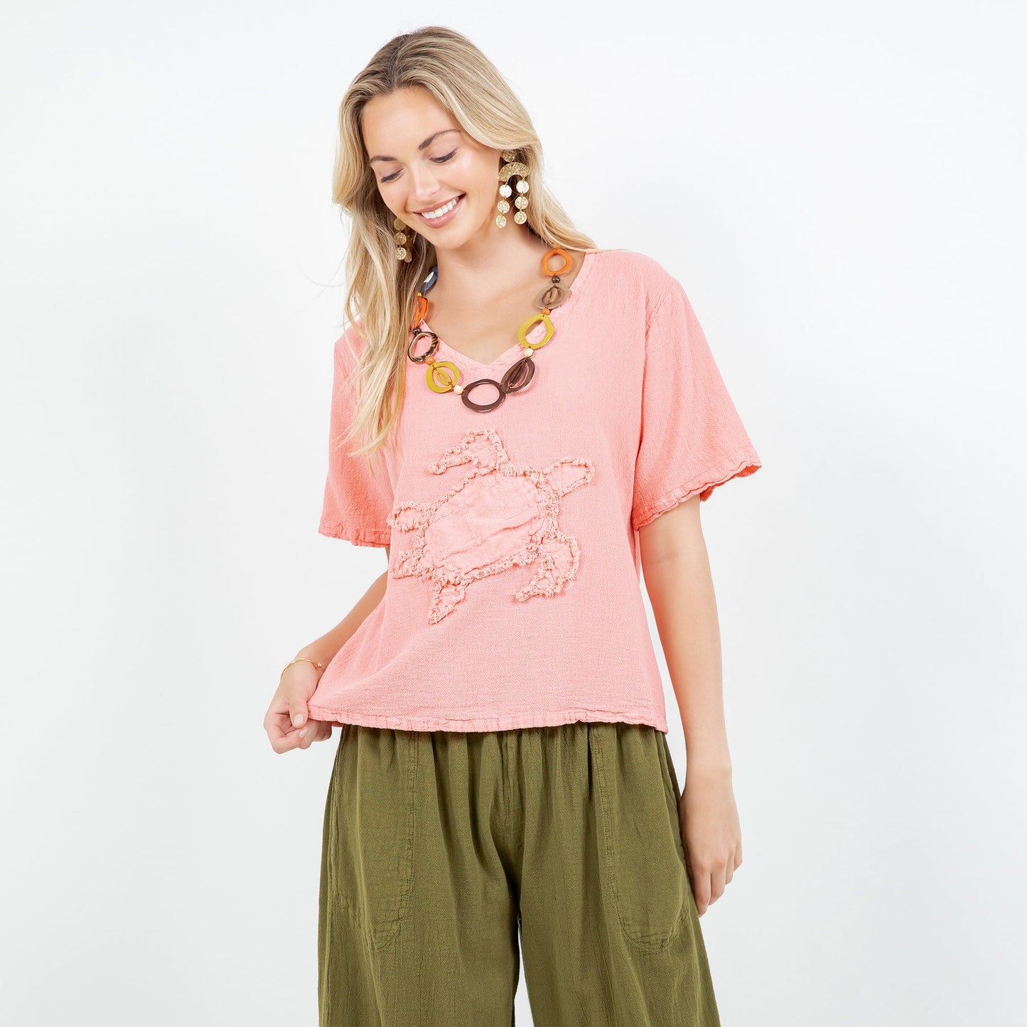 Women's 100% Cotton Gauze Turtle Top in Island view 15 - Women Top 100 Clothing Brands In Usa