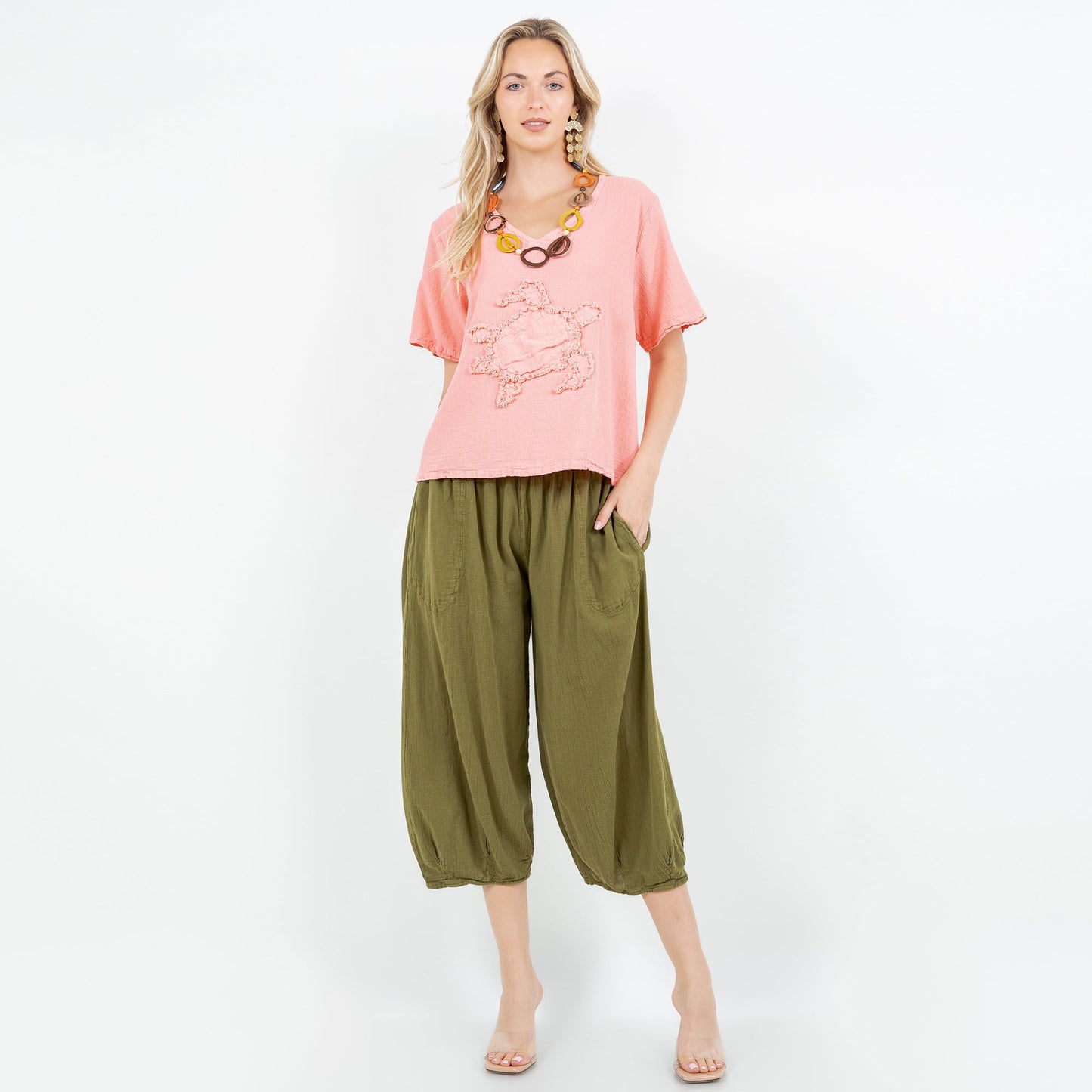 Women's 100% Cotton Gauze Turtle Top in Lime Frost view 18 - Women Top 100 Clothing Brands In Usa